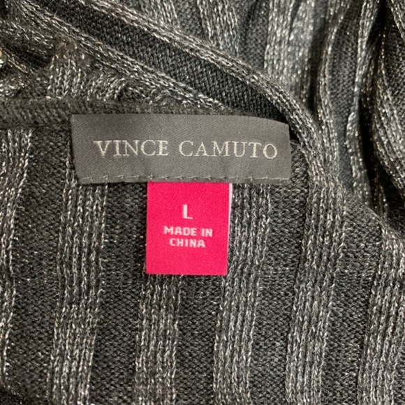 Vince Camuto Metallic Stripe V-Neck Sweater - Picture 5 of 5